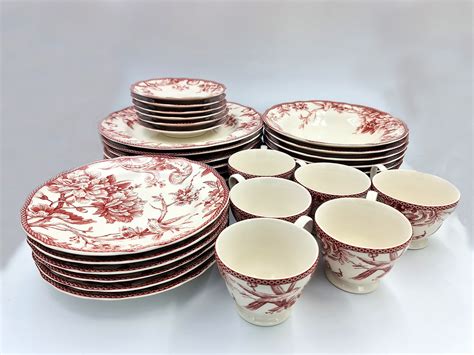 222 Fifth Adelaide Maroon Dinner And Tea Set Etsy