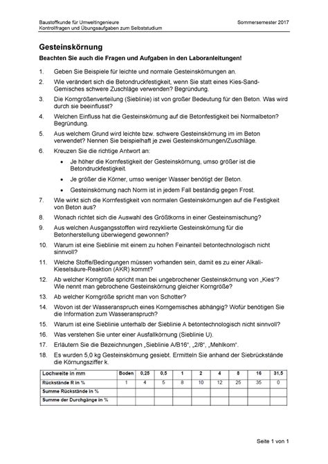 2017 UI 03 Kontrollfragen Gesteinskörnung Baustoffkunde für