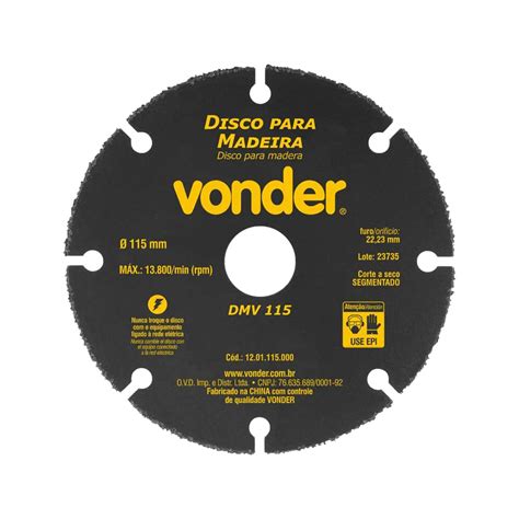 Disco de Corte Tungstênio P Madeira 115 X 22 23mm 1201115000 DMV 115 Vonder