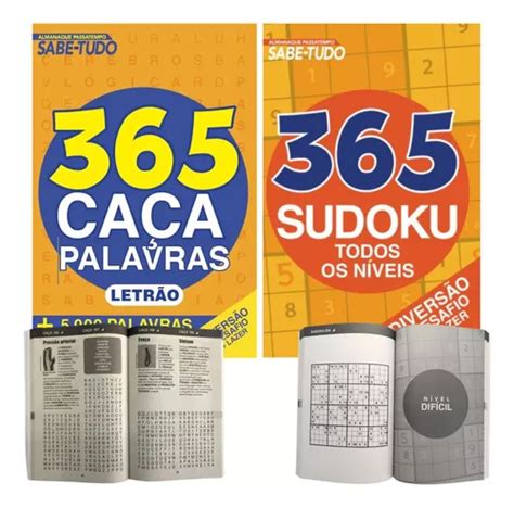 Kit Livro Almanaque Passatempo Sabe Tudo 365 Caça Palavras E 365 Sudoku