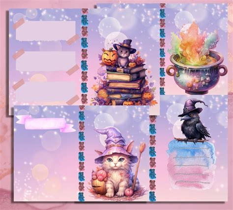 Cute Kawaii Witch Junk Journal Pages Pastel Witches Etsy