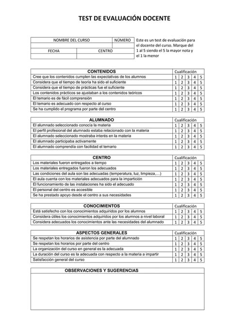 Test de evaluación docente PDF