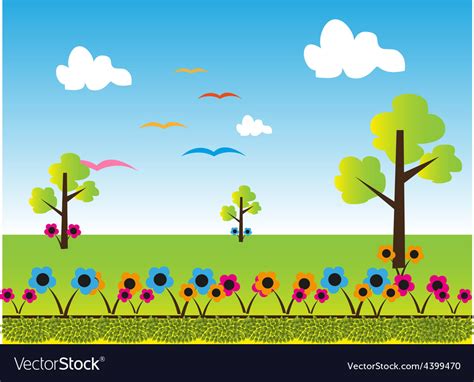 Cartoon landscape background Royalty Free Vector Image