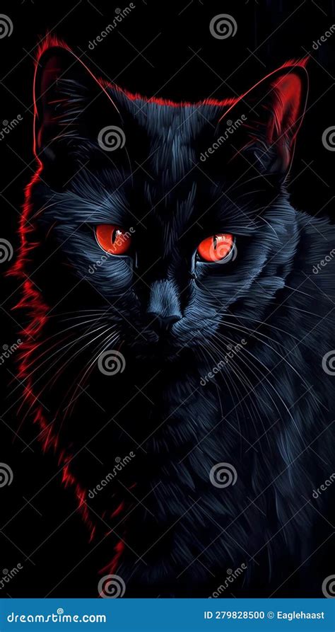 Black Cat With Red Eyes Angry Cat Black And Red Picture Generated By