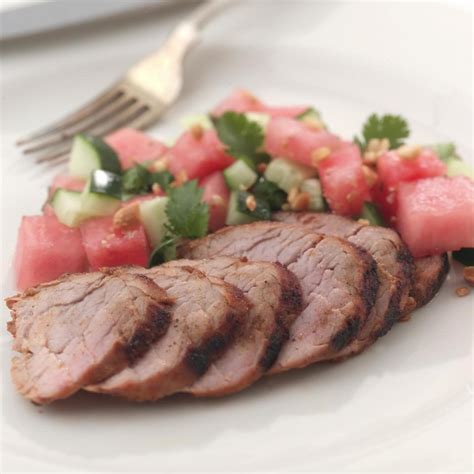 Spice Rubbed Pork Tenderloin With Sweet And Tangy Watermelon Salad Recipe