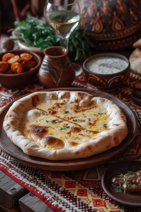 Khachapuri A Traditional Georgian Cheese Filled Bread Presented In An