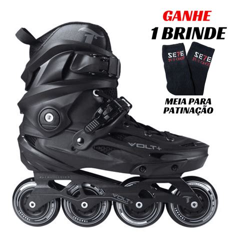 Patins Volt 2 0 Preto Inline Freestyle Traxart 80mm Abec 9 1 775 Franca