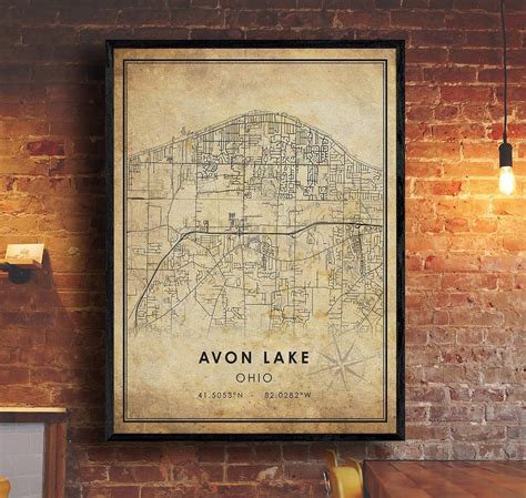 Avon Lake Vintage Map Print Avon Lake Map Ohio Map Art Avon Lake City