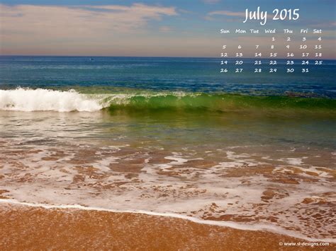 July Calender- beach calendar- - desktop wallpaper