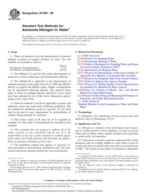 Ammonia Nitrogen in Water PDF | PDF | Ph | Ammonia