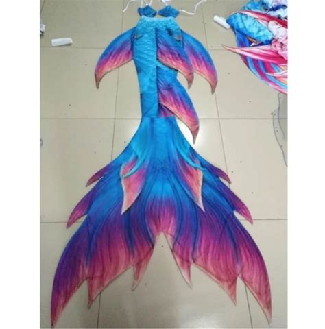 Blue Swimmable Mermaid Tails With Purple Fins For Adults Women With Monofin Swimmable Mermaid