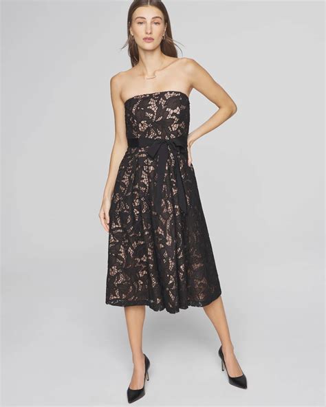 Strapless Lace Fit And Flare Midi Dress White House Black Market