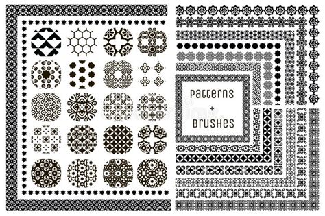 20 Vector Geometric Patterns and 15 Pattern Brushes Stock Vector ...