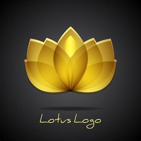 Logotipo De Loto Dorado Sobre Fondo Negro Plantilla De Logotipo Floral