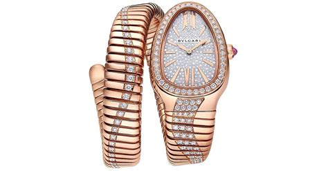 BVLGARI Serpenti Tubogas 18k Rose Gold 4 25 Tcw Diamond Wrap Watch