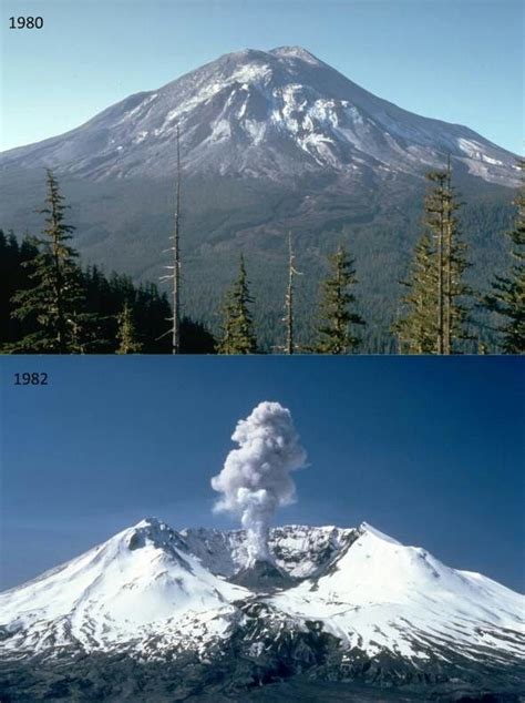 Mt St Helens Before And After The 1980 Eruption The Landslide Caused