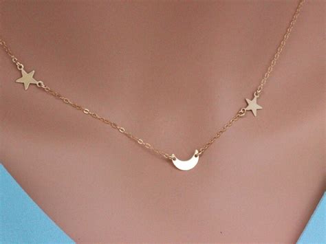 Gold Moon Star Necklace Moon And Star Necklace Star Moon Etsy