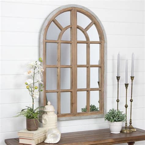 Athena Chestnutblue Grey Wood Farmhouse Arch Wall Mirror Farmhouse