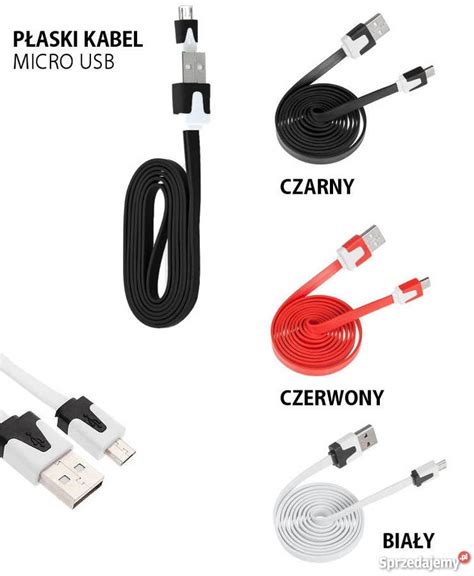 Ładowarka kabel micro usb płaski kolory do wyboru Gdańsk Sprzedajemy pl