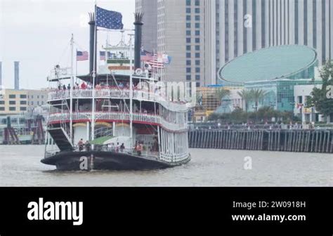 The Historical Steamboat Natchez Paddlewheeler Boat Arriving back into ...