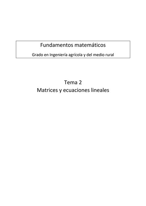 SOLUTION Matrices Y Determinantes Sistema De Ecuaciones Lineales Y