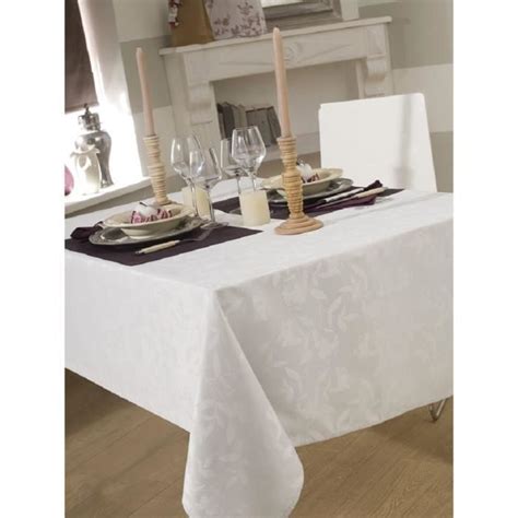 Nappe Tissu Damass E Rectangle X Cm Ombra Blanc Cdiscount Maison