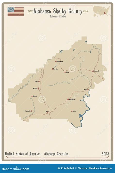 Map Of Shelby County In Alabama Stock Vector Illustration Of Highway Education 221484947