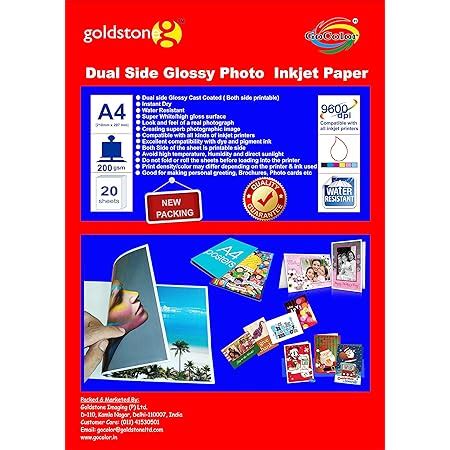 GoColor Dual Side Printable Inkjet GLOSSY Photo Paper A4 20 Sheet