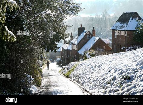 West Wycombe village in the snow Stock Photo - Alamy