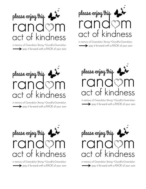 65 Random Acts Of Kindness Ideas Free Printable List Random Acts Of