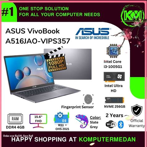 Jual Laptop ASUS VivoBook A516JAO VIPS357 I3 1005G1 4GB SSD 512GB 15 6