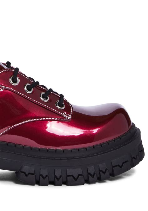 Delias By Dolls Kill Patent Platform Vegan Leather Oxfords Red In