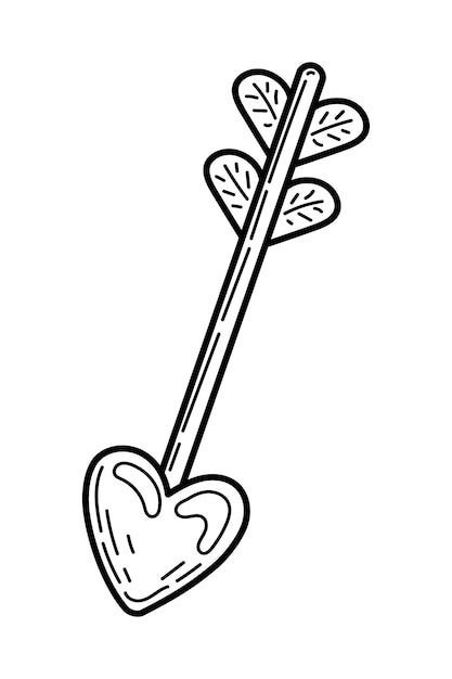 Premium Vector Coloring Page Cupids Arrow With Heart Doodle Hand