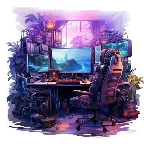 Premium AI Image | Watercolor Professional Gamers Room With Gaming ...