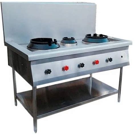 Stainless Steel Three Burner Chinese Gas Range For Commercial Number