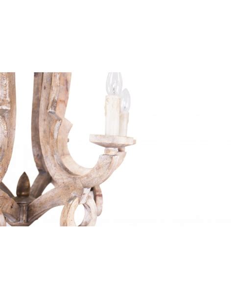 Oaks Aura Shabby Chic Candle Style Light Wooden Chandelier