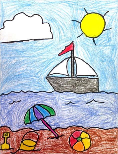 Draw a Beach · Art Projects for Kids