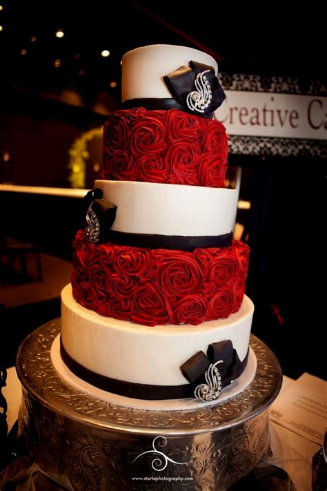 13 Red Black And Gold Wedding Cakes Photo Black Red White And Gold