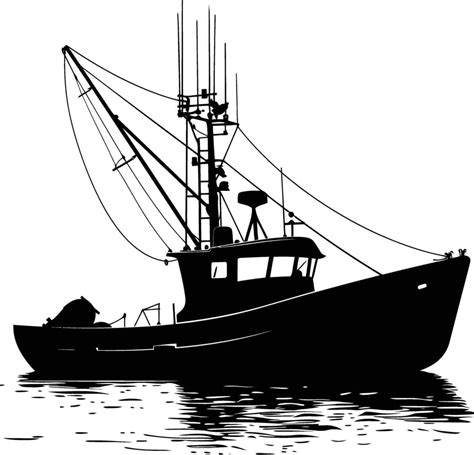 AI generated Silhouette fishing boat black color only 38019034 Vector ...