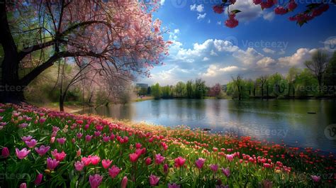 spring season nature wallpaper  stock photo  vecteezy