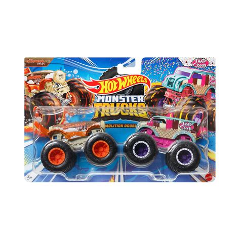 Hot Wheels Monster Trucks Demolition Doubles 1 64 Scale Vehicle 2 Pack 2024 Mix 5 Case Of 8