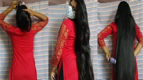 Very Beautiful Hair Play Indian Girl Hair Play Long And Beautiful