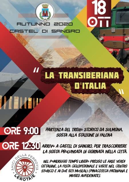 Le Tappe Della Transiberiana D Italia Il 18 Ottobre A Castel Di Sangro