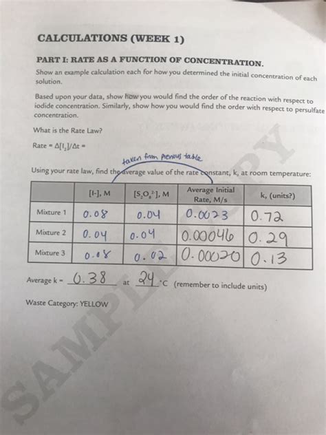 The Iodine Clock Reaction Kinetics Experiment Chegg