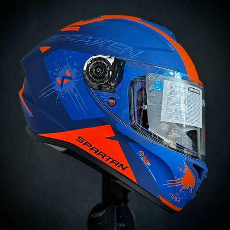 Casco Certificado Spartan Draken Azul Naranja Cascos Certificados Colombia