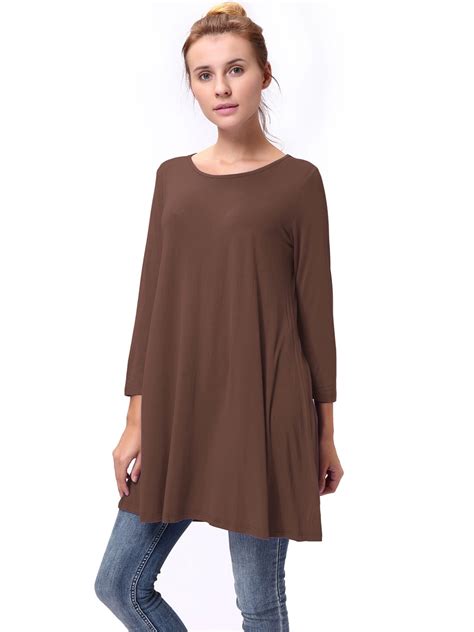 Lelinta Women Plus Size 34 Sleeve Tunic Tops Loose Basic Shirt