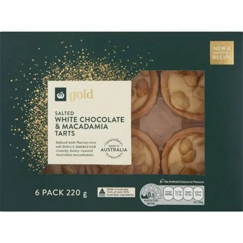 Buy Woolworths Gold White Chocolate And Macadamia Tarts 6 Pack Online