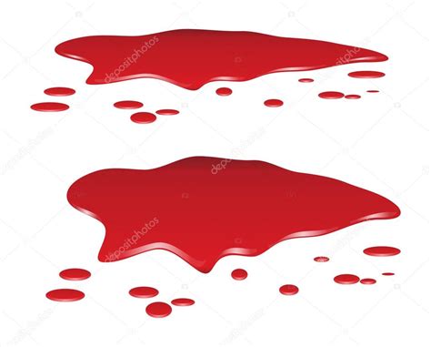 Blood Puddle Set Red Drop Blots Stain Plash Od Blood Vector