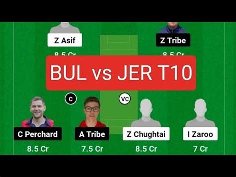 BUL Vs JER Dream 11 Prediction BUL Vs JER European Cricket T10