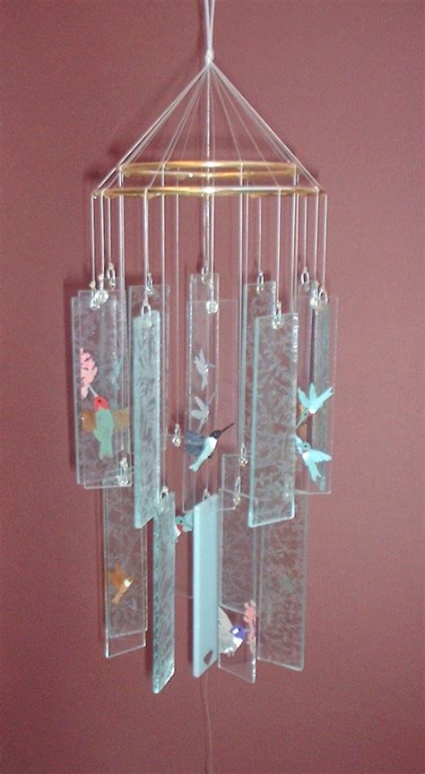 Stained Glass Wind Chimes Hummingbirds Pieces Of Glass